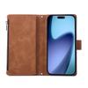 For iPhone 17 Air Case Zipper Wallet Multiple Card Slots Leather Phone Cover with Wrist Strap