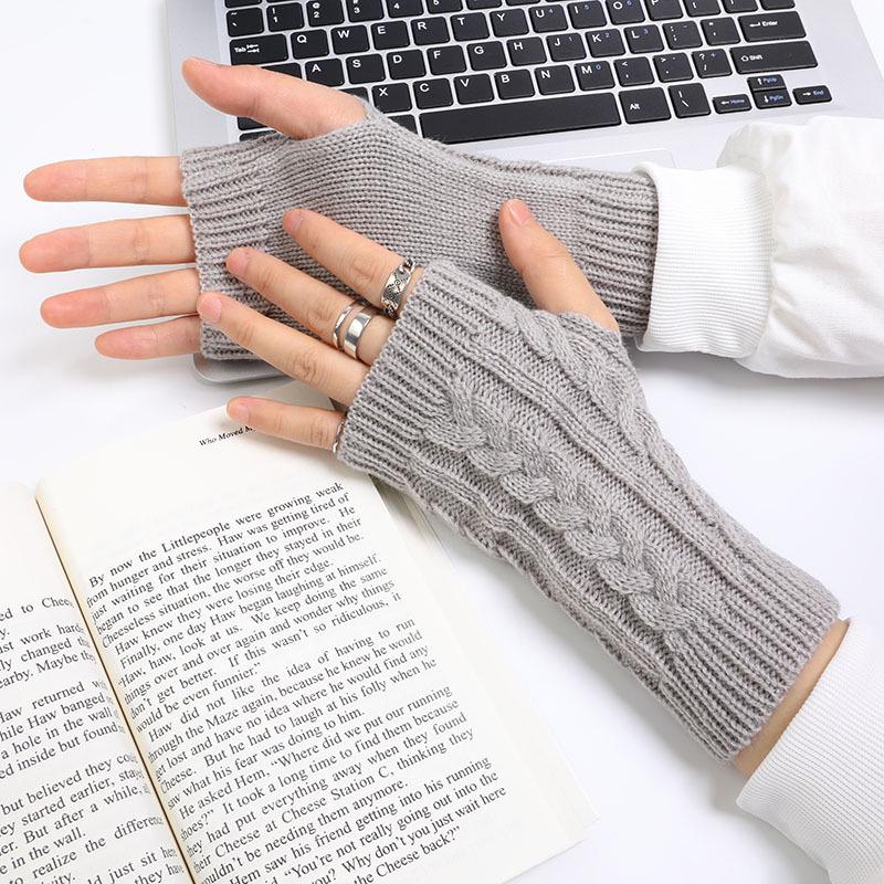 Мужские и женские шерстяные перчатки без пальцев в корейском стиле - модные короткие перчатки осень/зима