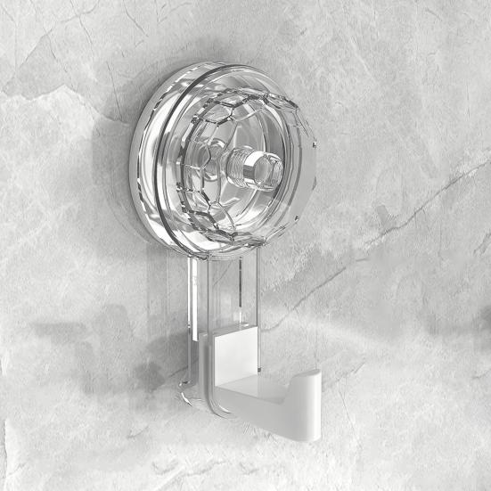 Rotating Suction Cup Hook with Vacuum Lock Heavy-Duty No-Drill Adhesive Hook for Bathroom Kitchen Door Removable Reusable Space-Saving Organizer for