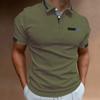 New Men's Short-Sleeved Casual Polo Shirt with Imitation Chest Pocket, Collar and Button-Front Business T-Shirt Top for Men