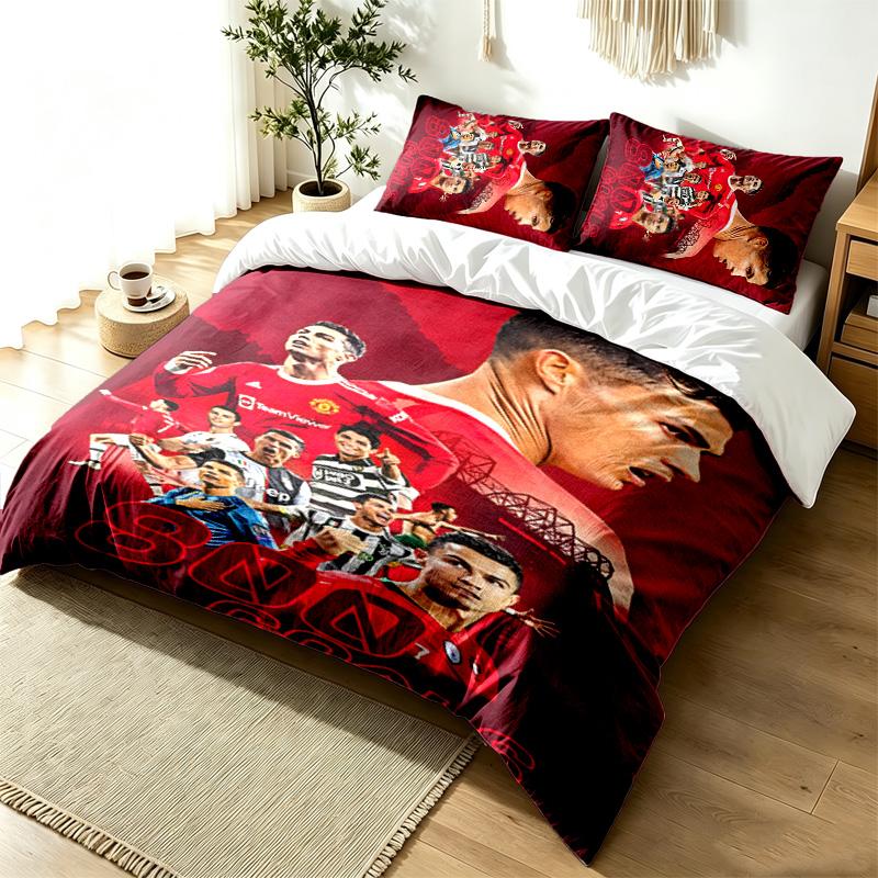 Cristiano Ronaldo 3pc Duvet Cover Set Simple Modern Bedding Set Wrinkle Resistant Soft Fabric All Season Use a perfect gift