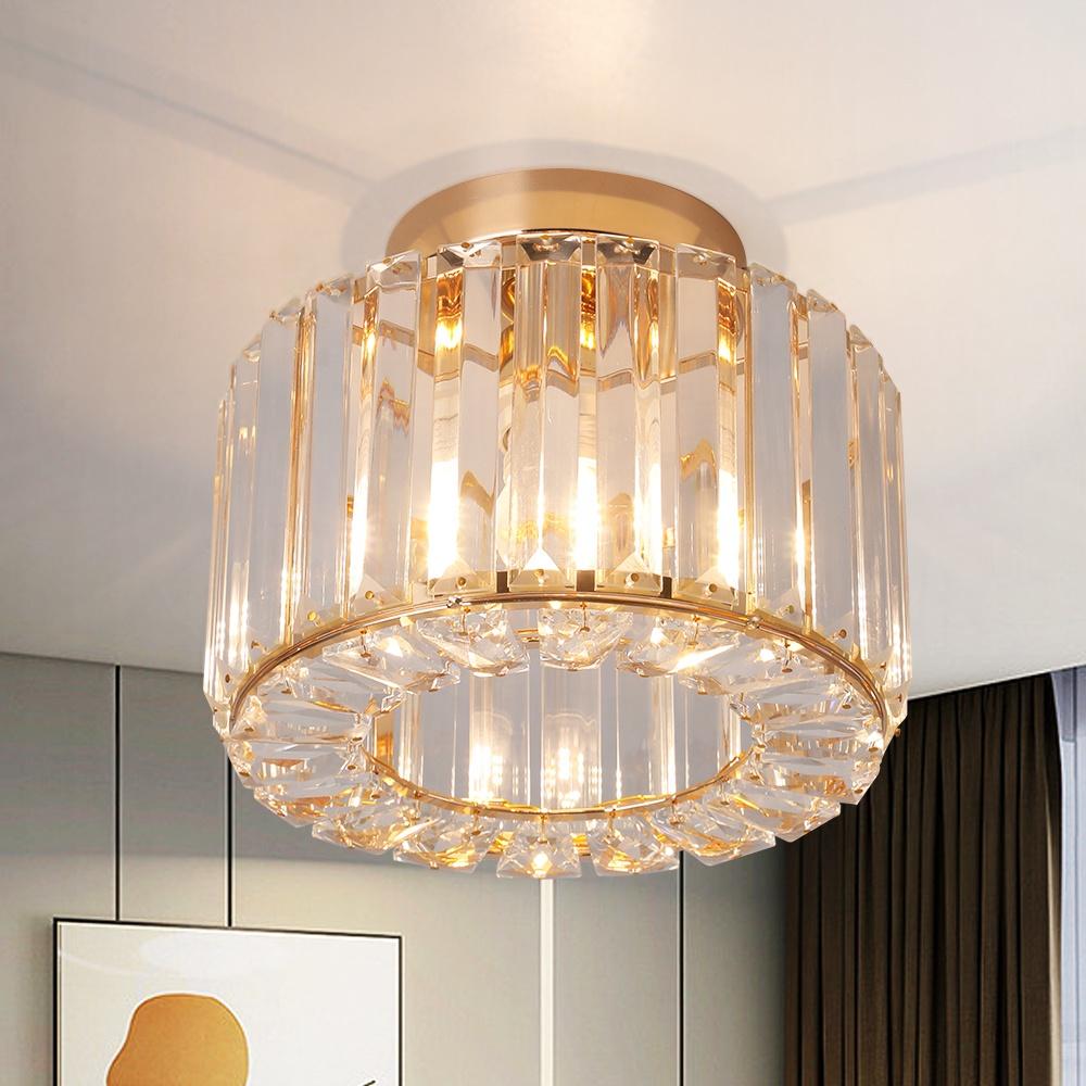German Warehouse Low MOQ Modern Iron Fixtures Round Crystal Chandeliers Ceiling Lights for Home Office