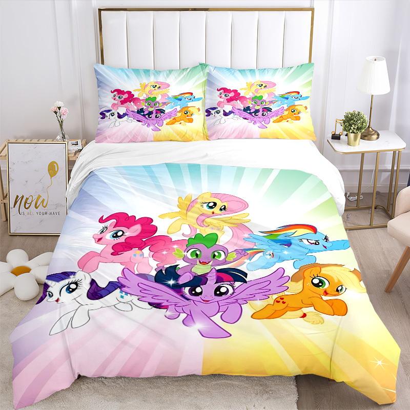 Набор чехлов My Little Pony из 3 предметов, 1 чехол + 2 наволочки (Без вкладыша), Постельное белье для всех сезонов, Постельное белье, Декор спальни yy250922044