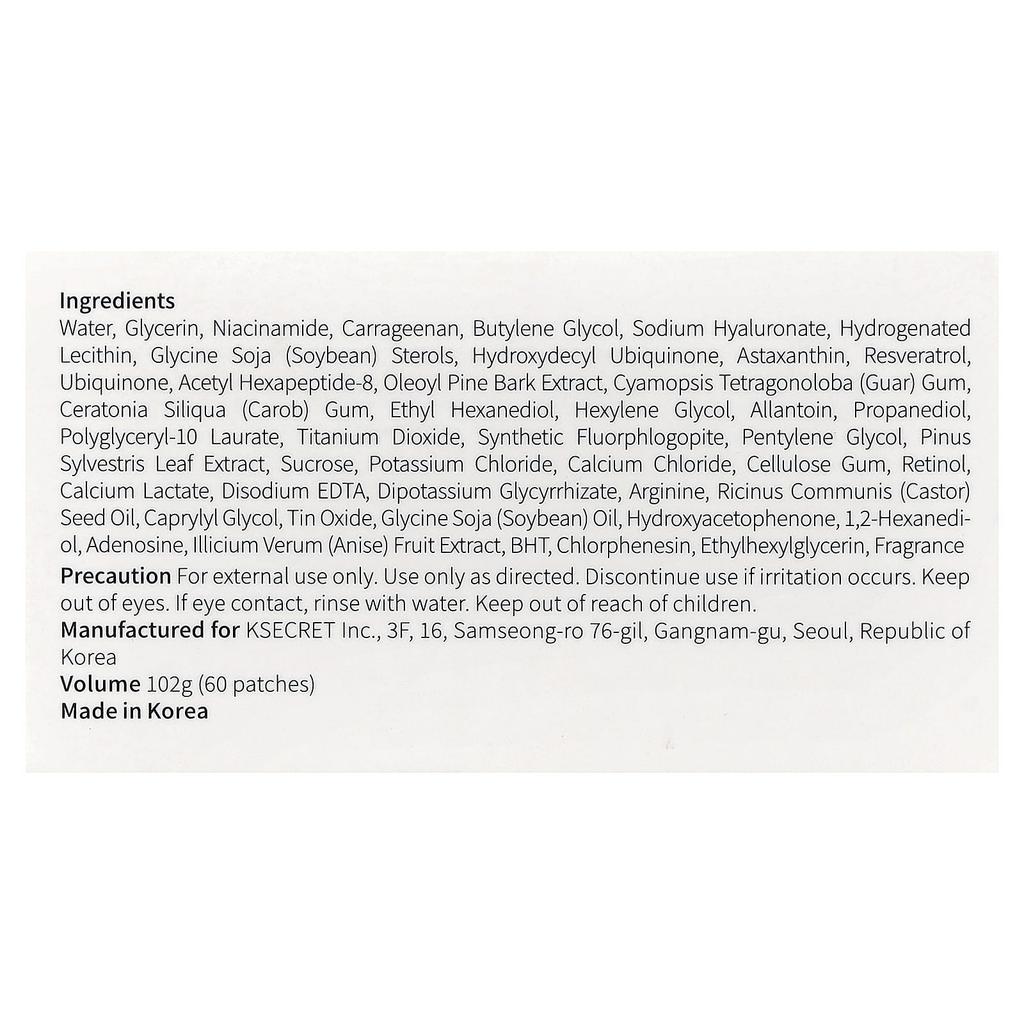 K-Secret Eye Gel Patches, Advanced Regeneration, 60 Patches, 102g