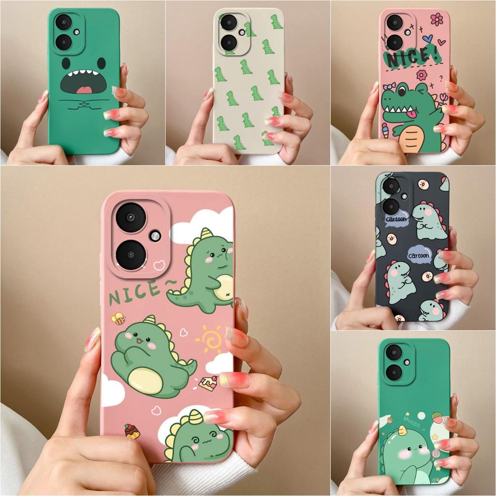 Lovely Dinosaur Cartoon Pattern Bumper For Xiaomi Poco M6 Pro 4G 5G X6 F6 F5 F 6 F 5 Phone Case Camera Protection Matte Silicone Back Cover For Xiaomi