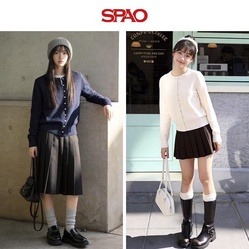 Корейский стиль SPAO Кардиган из вязаного полотна с жемчужными пуговицами