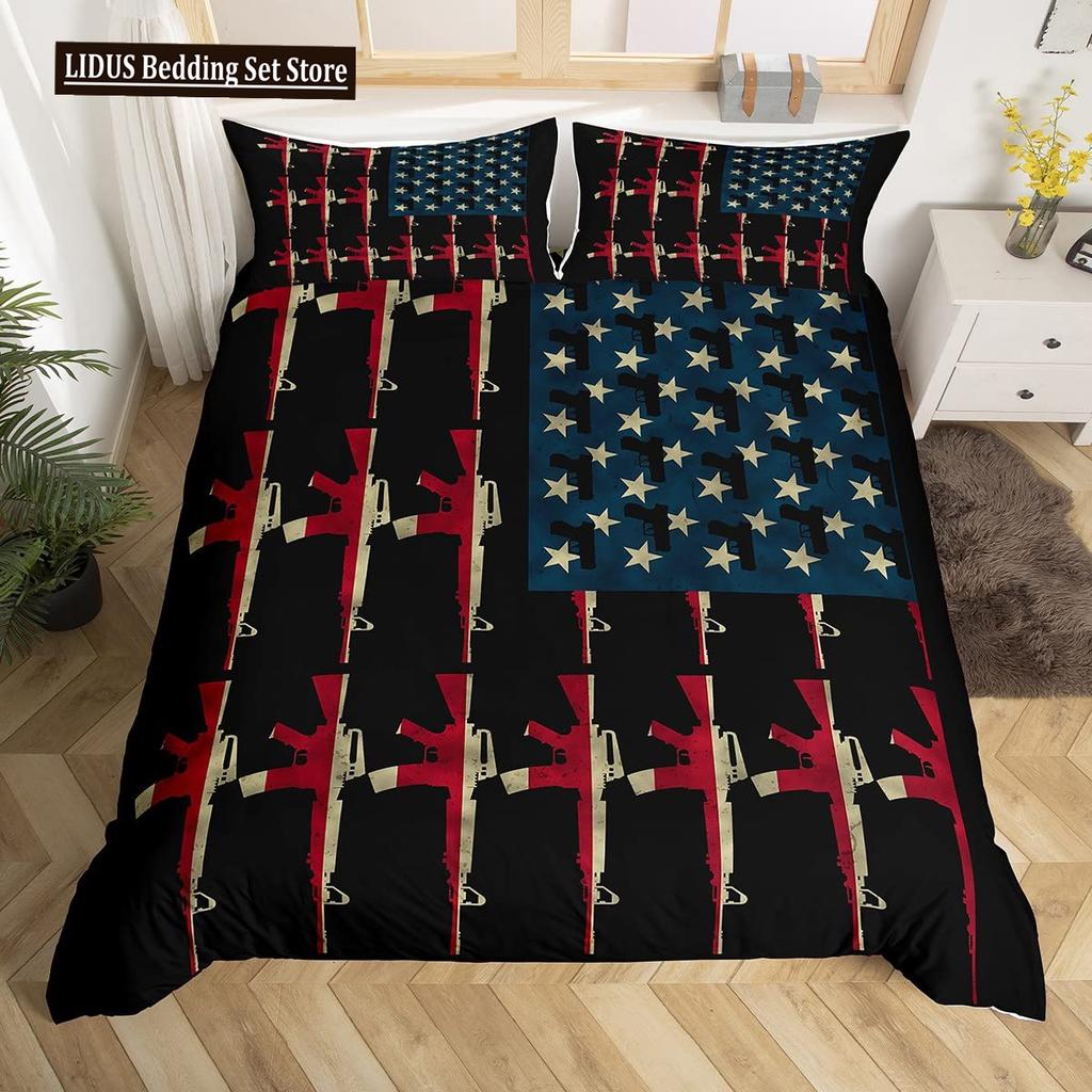 American Soldier Duvet Cover Set Twin For Boys Teens, American Flag Comforter Cover Set,Airplane Quilt Bedding Sets Queen Size