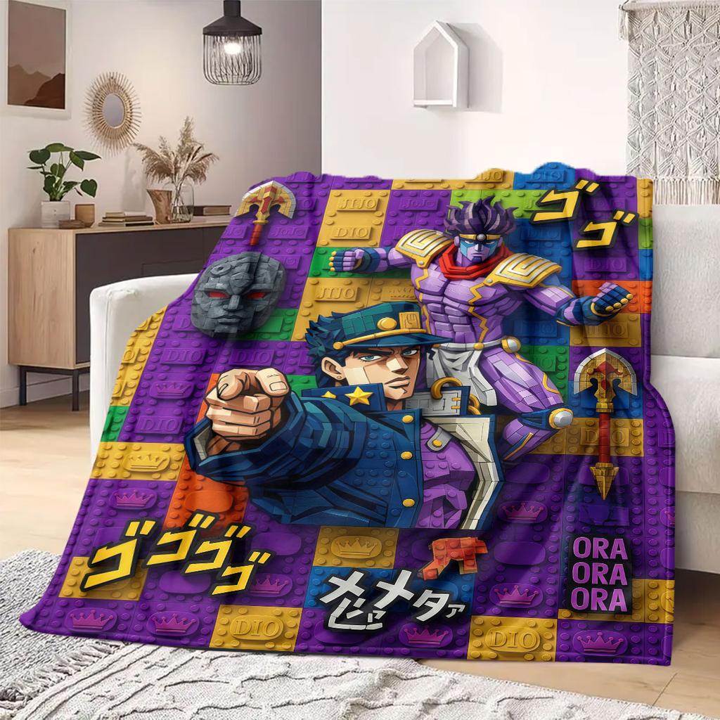 Фланелевое одеяло с принтом JoJo's Bizarre Adventure, Мультяшные персонажи для дивана, Уютный плед для спальни, Дорожный коврик_LIAN