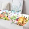 Easter Pillow Case Watercolor Hidden Zipper Polyester Peach Skin Spring Easter Cartoon Bunny Pillow Cover for Sofa Couch Bed
