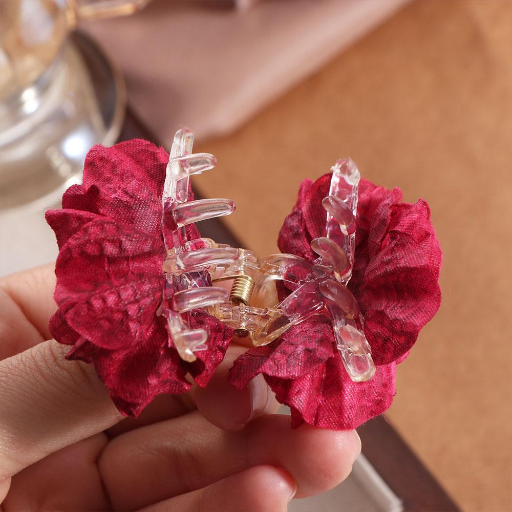 Cloth Flower Hair Claw Simulated Flower Hair Crab Clip Small Children Hair Catches Women