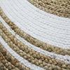 Funny Jute - Tapis Salon ou Chambre en Jute naturel rond diamètre 90 cm Ø - Blanc
