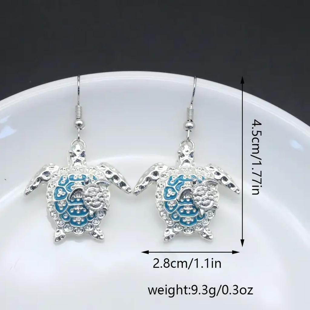 1 Pair Cool Sea Turtle Earrings Jewelry Cute Animal Inlaid Rhinestone Turtle Pendant Jewelry Gift For Women Accessories