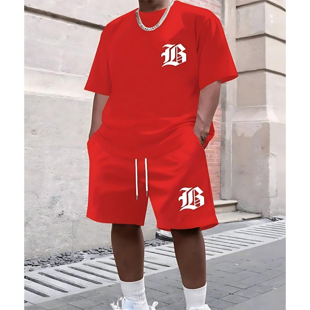 Лето 2025 Новый Мужской Костюм Повседневная Мода 3D Принт Одежда для Улицы Простой Стиль