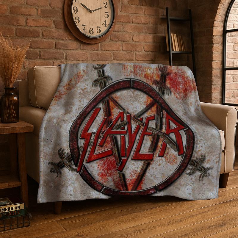 Ретро Slayer Тяжелый Металл Рок Группа Знак Фланелевое Одеяло Мягкое Теплое Плед для Спальни Гостиной Кровати Путешествия Пикника Подарок