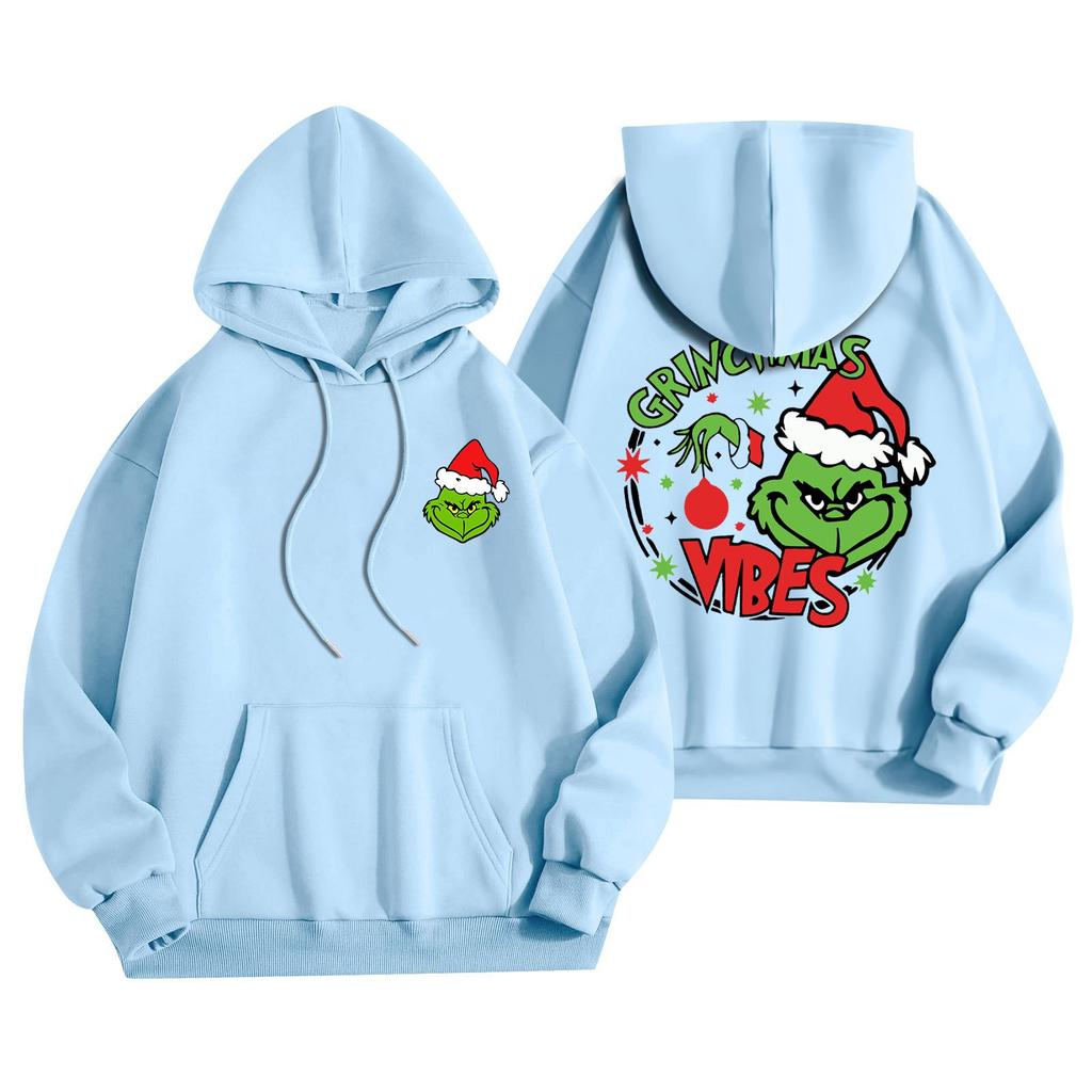 Женская мода, легкий женский свитер с длинными рукавами и карманами, рождественская толстовка с капюшоном