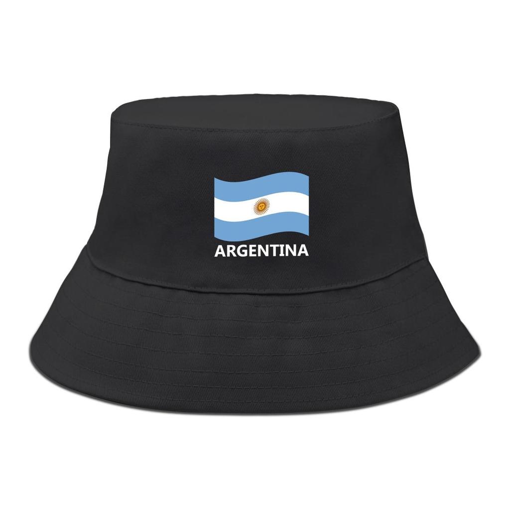 Bucket Hat With Flag of Argentina Print , Patriotic Men's Hat Casual Unisex Candy Color Basin Hat