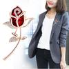 Women's Rose Rhinestone Brooch Pin Elegant Gold Plated Female Crystal Brooches