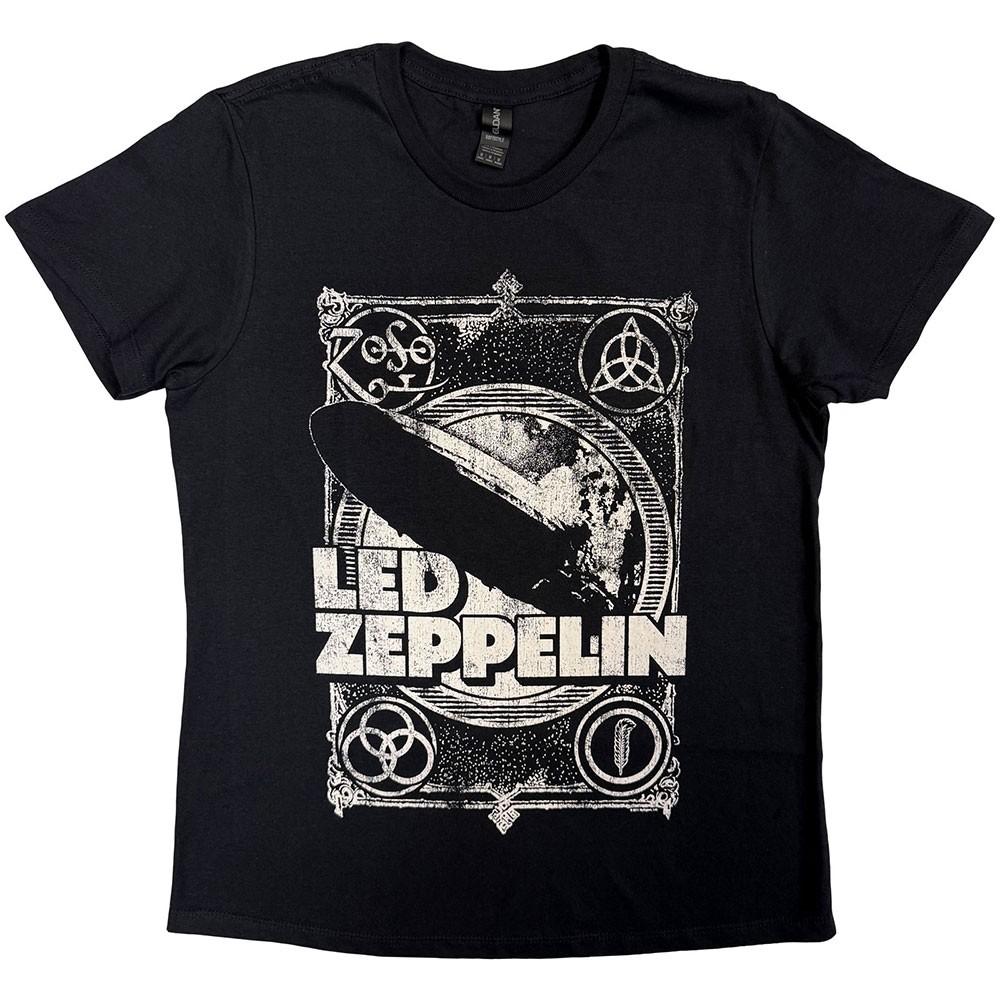Футболка Led Zeppelin Винтажный принт LZ1 новая Официальная женская облегающая черная унисекс футболка