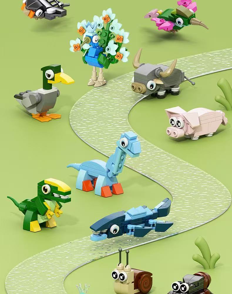 Животные Мир Насекомое Рыба Птица Собака Насекомое Жираф Медоносная пчела 10 в 1 Строительные блоки Кирпичики Модель Детская развивающая игрушка