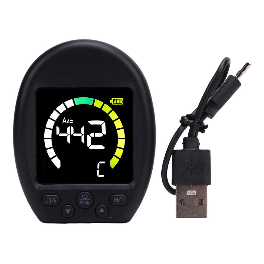 Digital Metronome Tuner Multifunctional Accurate Rotating Clamp Design High Sensitivity Guitar Tuner and Metronome Black