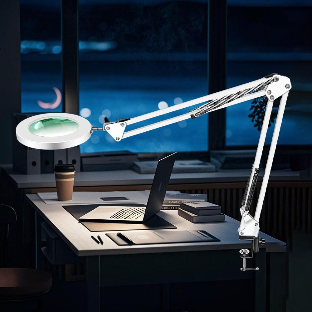 LED Magnifier Desk Lamp 8X/10X Magnification with 72LED 3-Color Light - USB Powered for Soldering Repair and Skincare Beauty