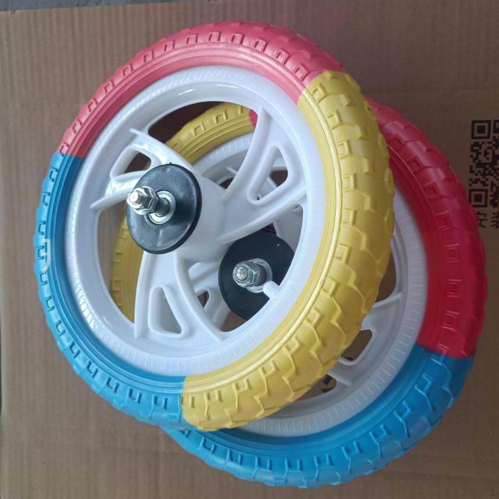 Kids Foam Pieces 2 12inch Balance Bike Wheels Nylon Hub Replace Parts Requiring No Inflation