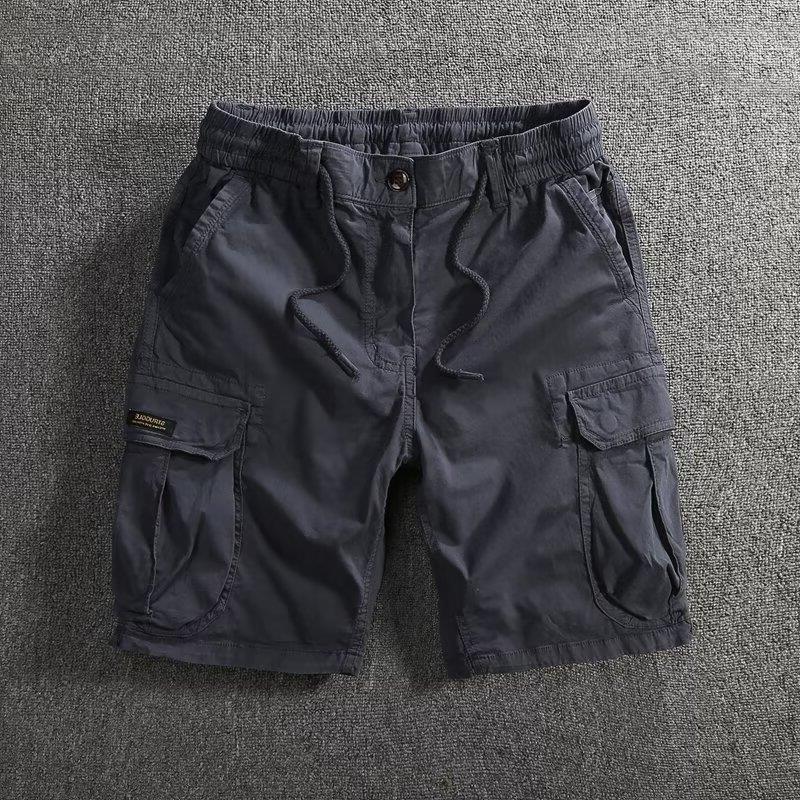 Мужские легкие эластичные черные повседневные шорты с несколькими карманами