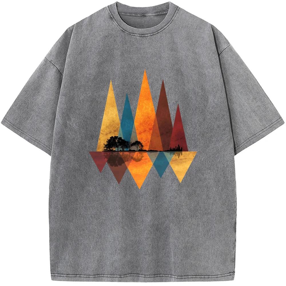 Футболка Mountain Forest Deeply Wild для мужчин, потертая, хлопковая, свободная, повседневная, отбеленная, новинка, модная, отбеленная футболка