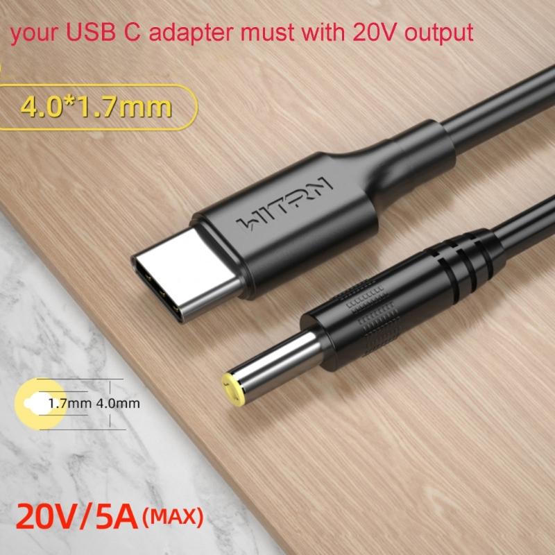 Кабель-преобразователь Type C USB C в 20 В, блок питания, кабель USB C с разъемом 4.0x1.7 мм, адаптер для ноутбука