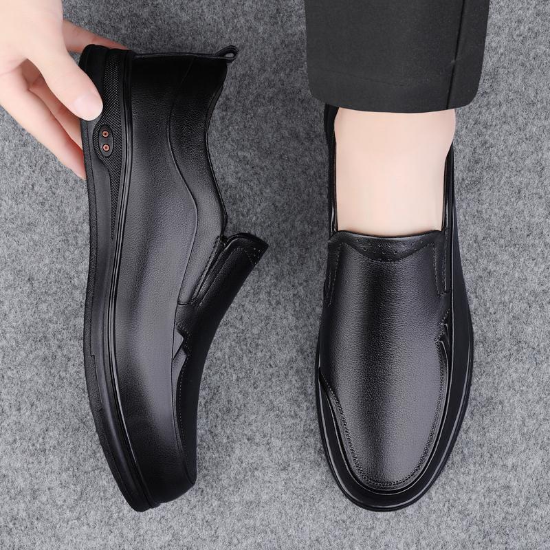 2024 New Men's Genuine Leather Casual Shoes All-match Wear-resistant Breathable Work Shoes Wedding Party Dress Shoes