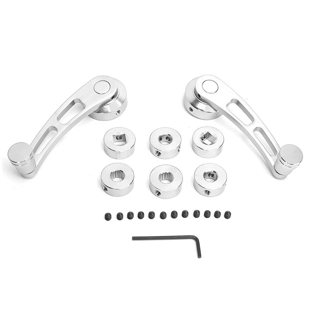 2-Piece Alloy Window Handle Riser Winder Crank for Classic Chevrolet Cars (Silver)