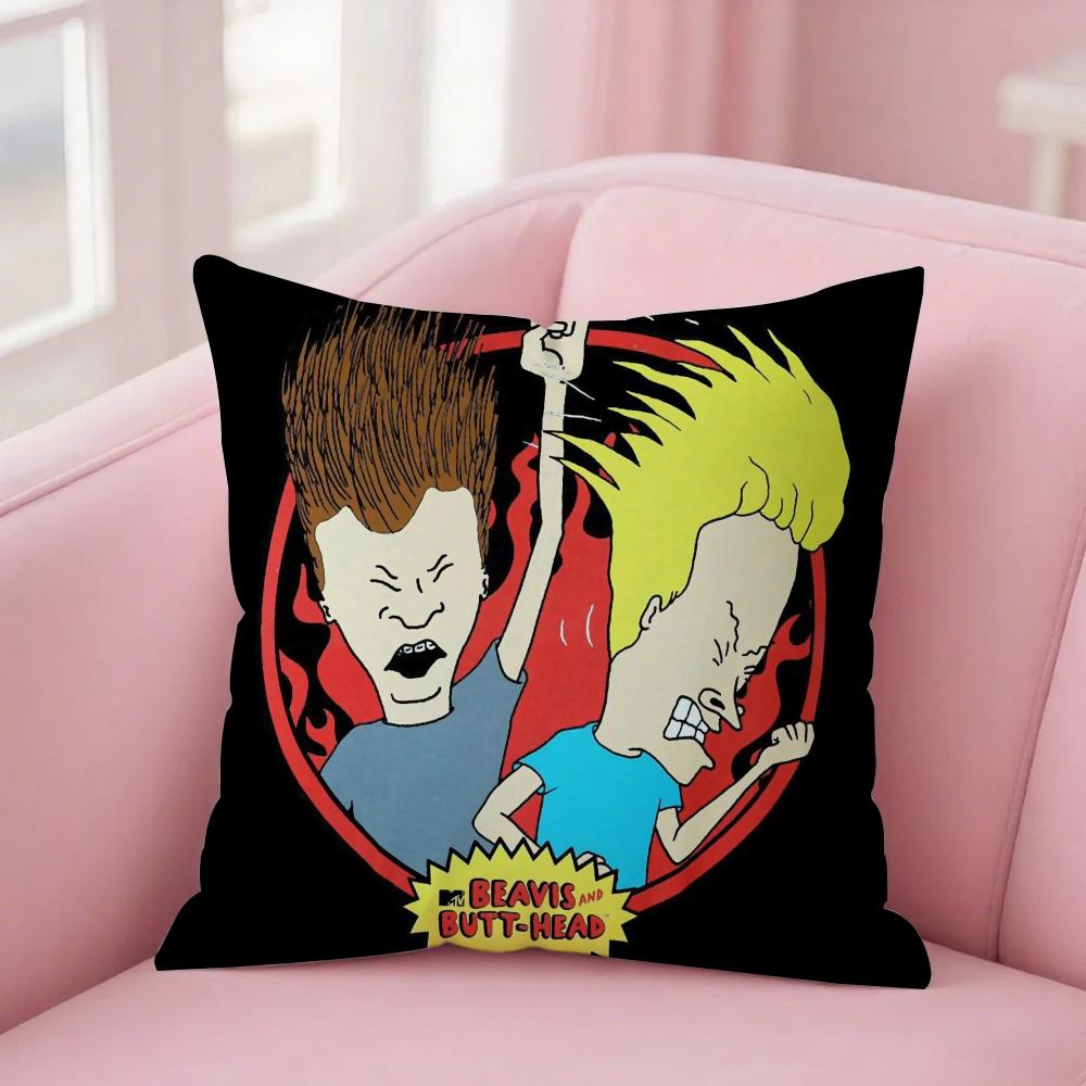 Наволочка для подушки Beavis And Butt-Head Квадратная Двусторонняя печать Короткий плюш Чехол для диванной подушки Спальня Прикроватная подушка