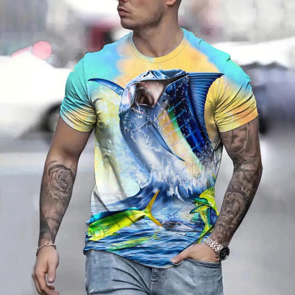 2025 Casual Loose Men's Short-sleeve T-shirt Summer Fishing Clothing T-shirt