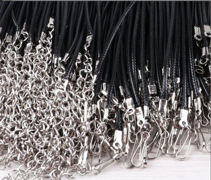 Черный кожаный шнурок для ожерелья с застежкой-лобстером - DIY аксессуар для ювелирных изделий