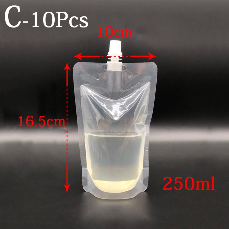 10pcs Transparent Nozzle Bag Spouted Drink Beverage Packaging Pouch For Camping Outdoor Spouted Liquid Packaging Storage JoomZL