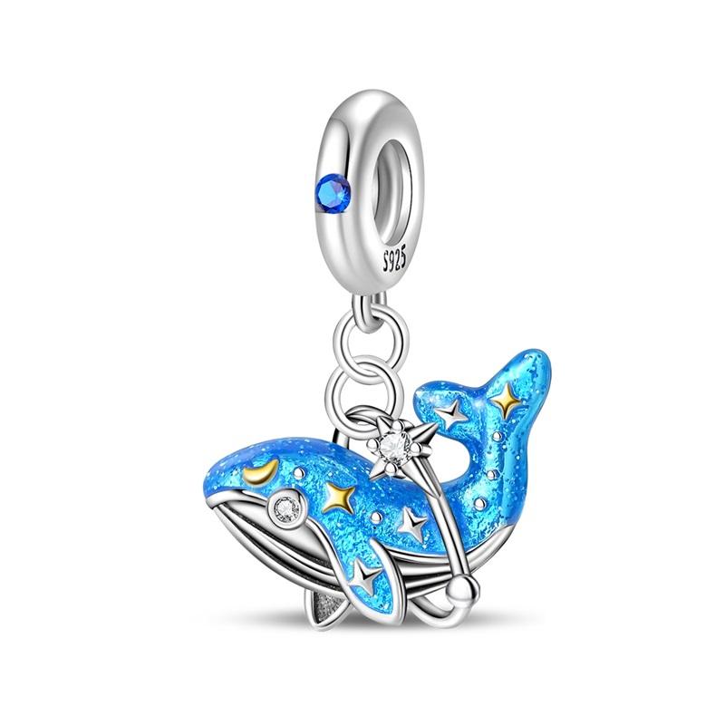 Summer Ocean Series Copper Crab,Dolphin & Seahorse Dangle Charm Fits Bracelet Diy Women Girl Necklace Pendant Gift