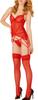 Red Lace and Mesh Garter Belt Set - DARING Intimates - Bodysuits