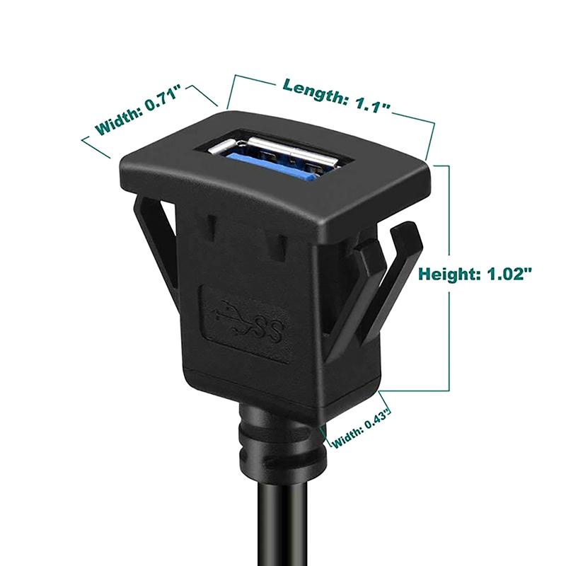 1 шт., удлинительный кабель для скрытого монтажа на панель USB 3.0 с пряжкой для приборной панели автомобиля, грузовика, лодки, мотоцикла