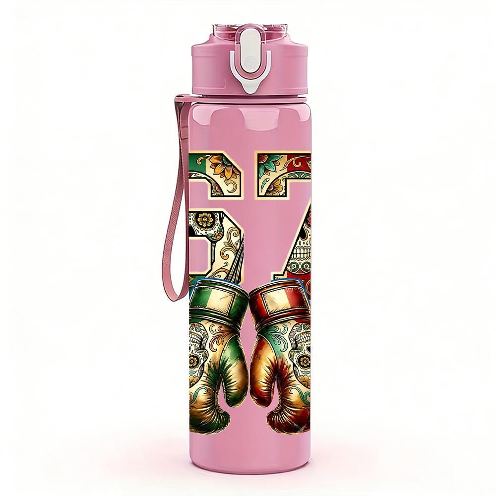 1PC Ornate Number Sixty Seven Art 750ml Color Plastic Water Bottle Leakproof Flip Straw Lid For Sports Office Home Use
