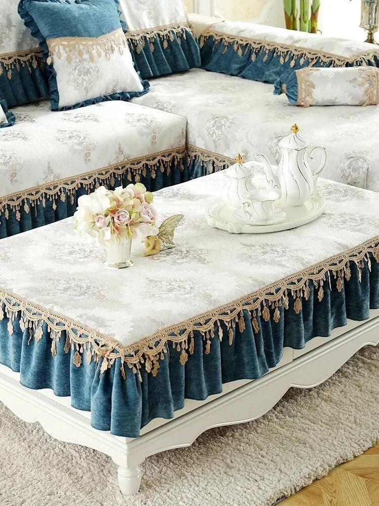 Lacehem-style Sofa Cover High-end Luxury Four Seasons General-purpose Sofa Cushion Cover Non-slip Fabric Skirt Swing Sofa Film