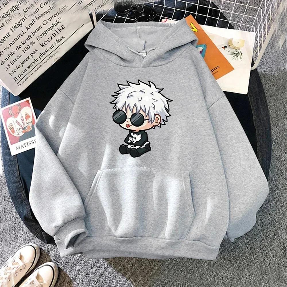 Anime Jujutsu Kaisen Satoru Gojo Cute Cartoon Graphic Printed Hoodie Women Sweatshirts Unisex Streetwear 2025 Autumn Winter Tops