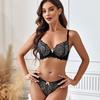 Julexy New Sexy Lace Push Up Bra and Thong Set Underwear For Women  Floral Brassiere Transparent Thong Sets