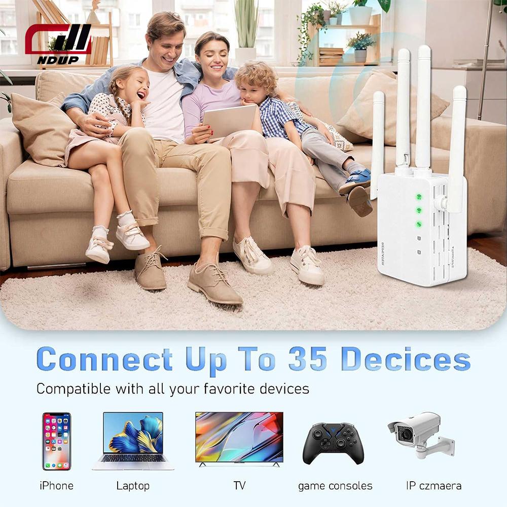 Новейший усилитель сигнала WiFi NDUP на 1200 Мбит/с – покрытие до 9500 кв.м.. футов, повторитель с портом WAN/LAN, идеально подходит для домашнего использования!