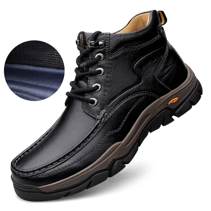 Мужская обувь из натуральной кожи, кроссовки, водонепроницаемые уличные мужские ботинки, зимние мужские походные ботинки