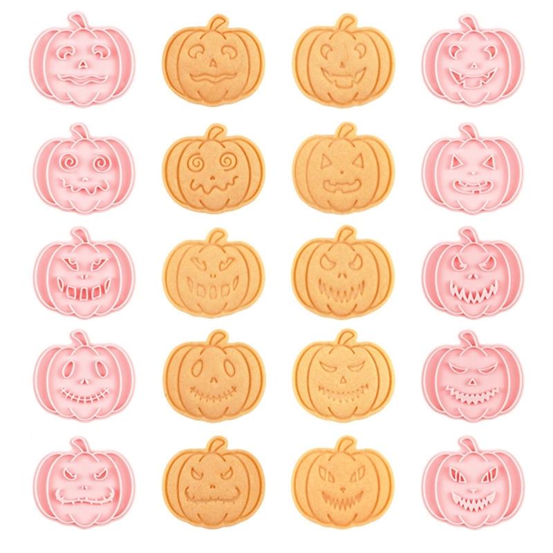 Halloween Cookie Molds 3D Pumpkin Shape Plastic Cutters Stamps Set For Professional Cookie Cakes And Sugar Art Creation