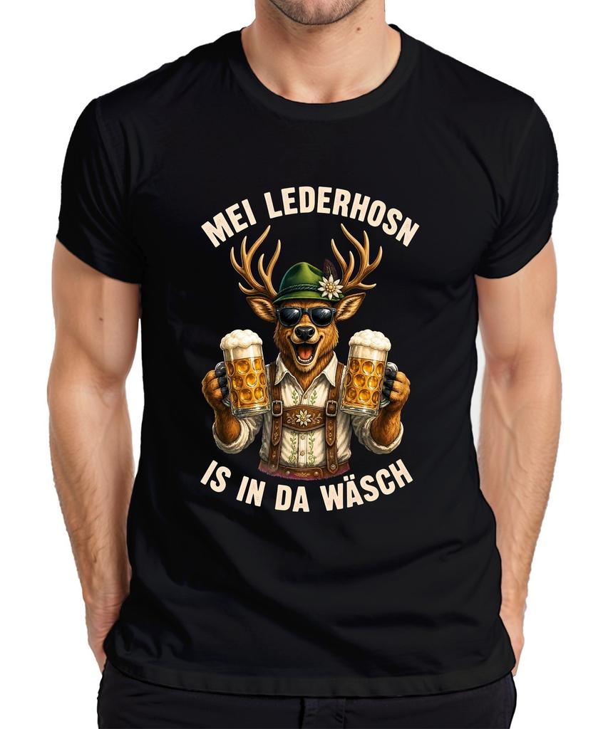 Mei Lederhosn is in da laundry deer beer costume shirt Lederhosen men's T-shirt