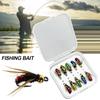 5/10pcs Fly Shape Fishing Bait Lures with Box Artificial Insect Fishing Bait Fast Sinking Brass Bead Head Scud Fly Worm Trout