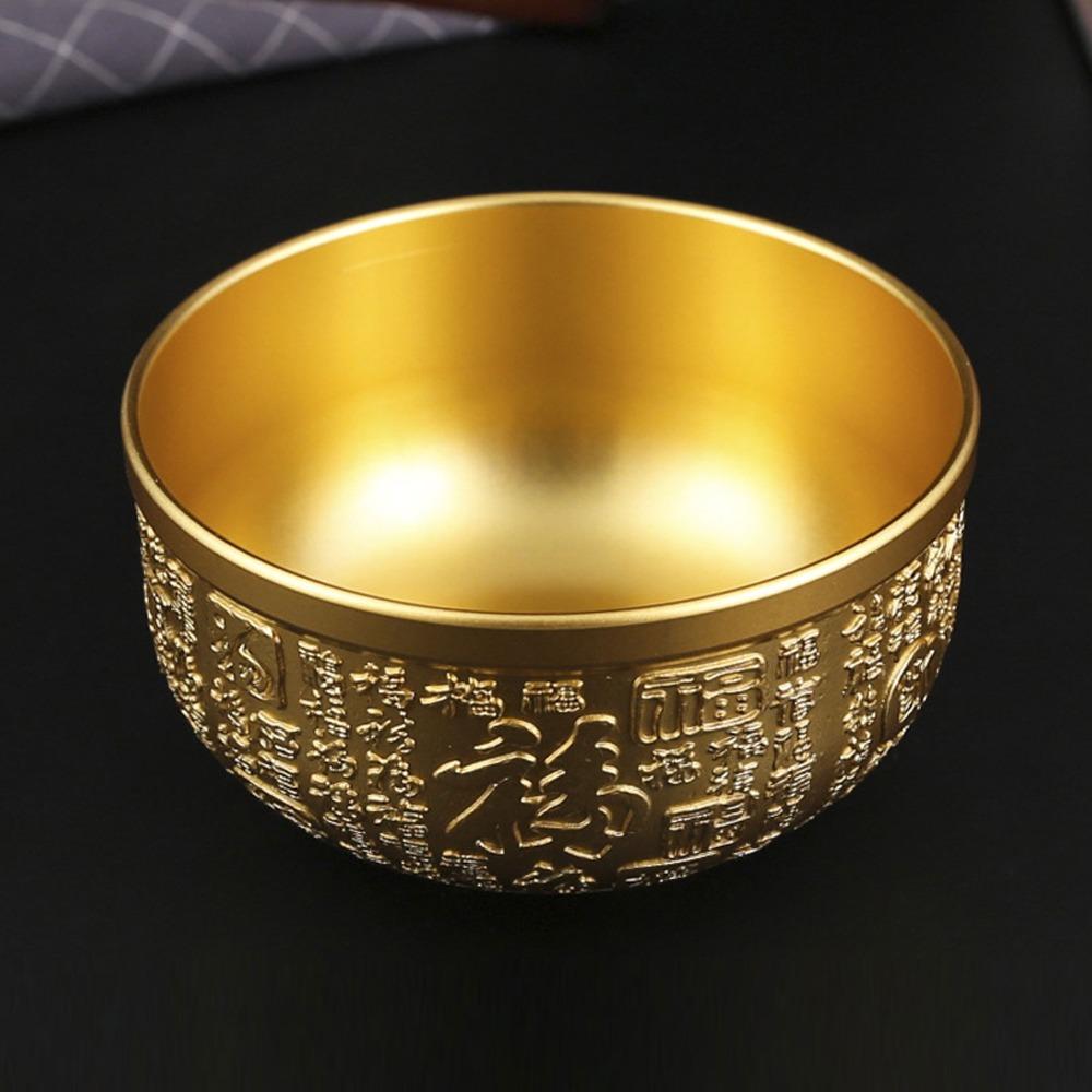 Hundred Blessings Chinese Fortune Bowl 10cm Brass Treasure Bowl Gift For Wealth