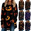 Хэллоуин Женская повседневная футболка больших размеров с длинными рукавами и круглым вырезом в стиле ретро с принтом Топ
