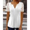 Women's Fashion Casual Summer Spring Solid Color Print Short Sleeve V-Neck Blouses & Shirts